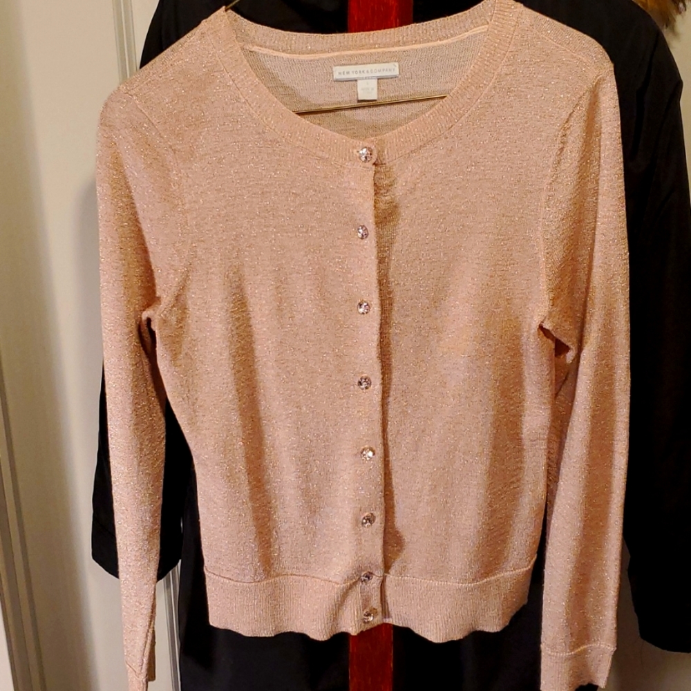 Shimmery pink sweater blouse by New York & Company